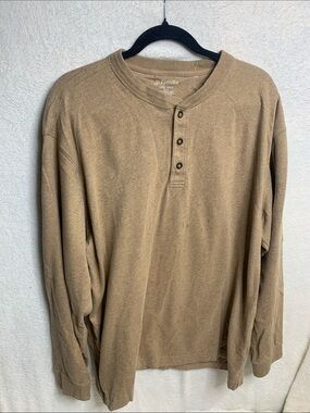 St. John's Bay Tan Long Sleeve Henley Shirt